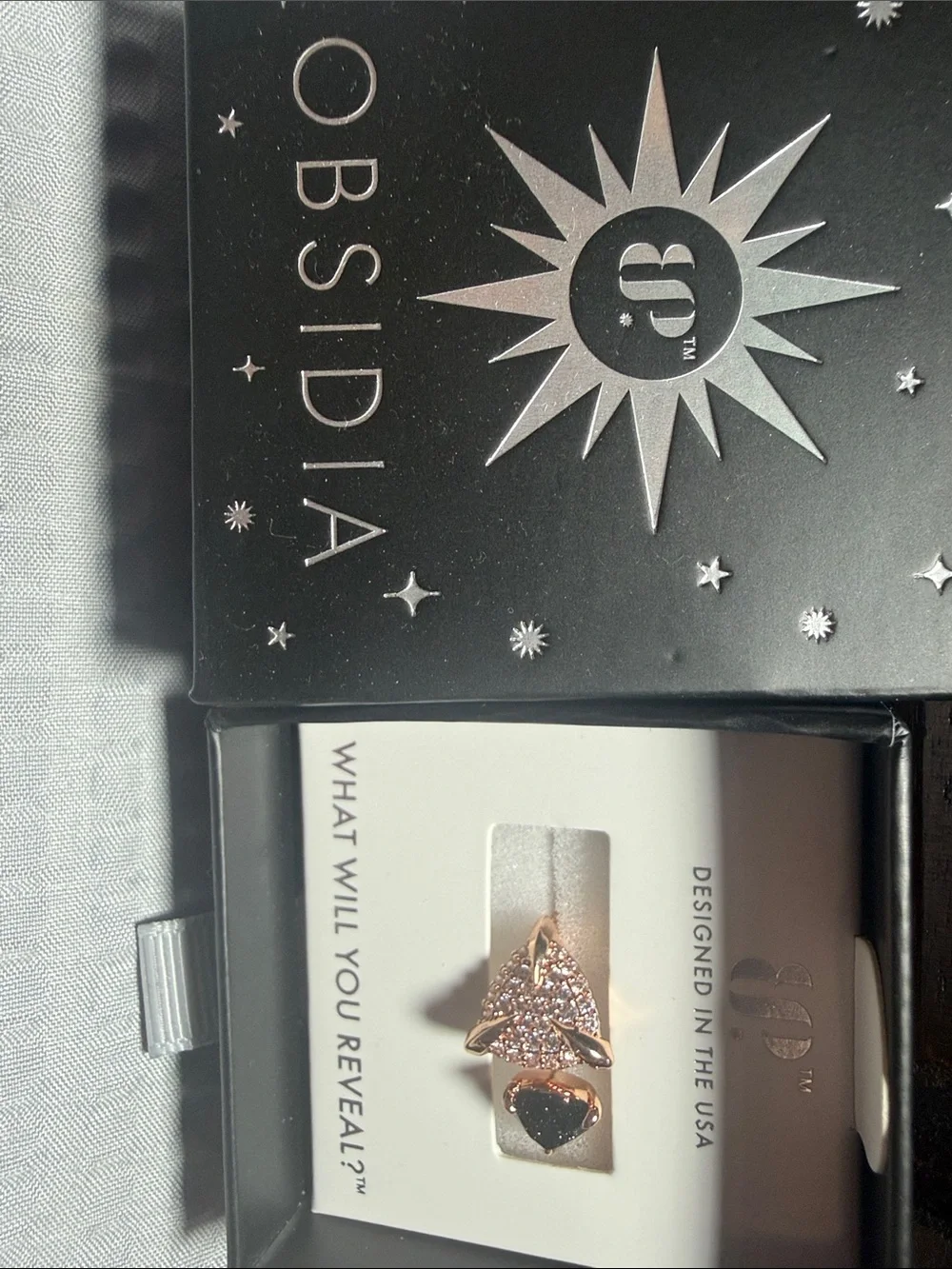 Obsidia Rose Gold Heart Ring with Sparkling Crystals